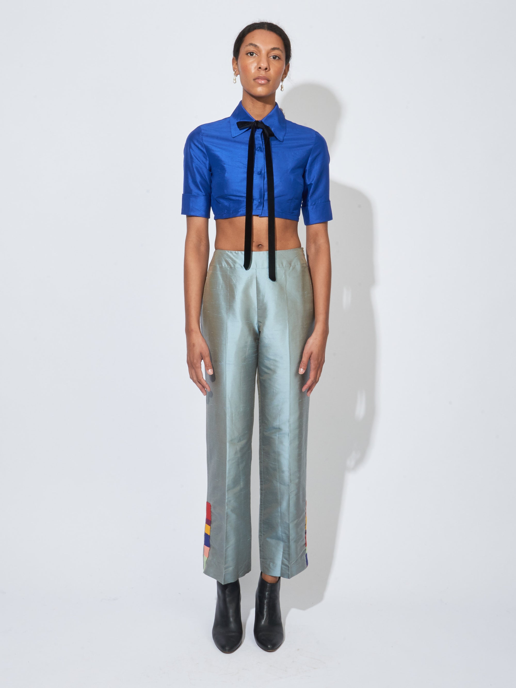 Project Cece | SALE-Moss Raw Silk Pants | By Signe